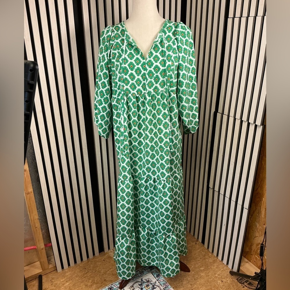 Green Floral Maxi Dress, Sz M